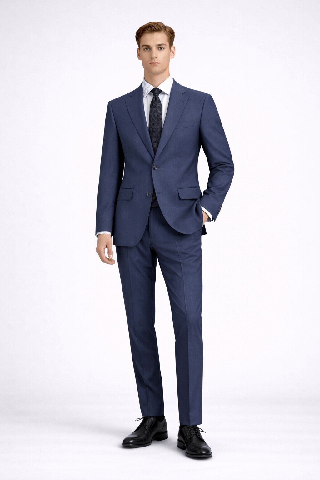 Lacivert Slim Fit Sivri Yaka Takım Elbise