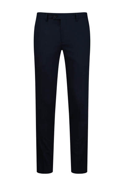 Lacivert Slim Fit Yandan Cepli Kumaş Pantolon