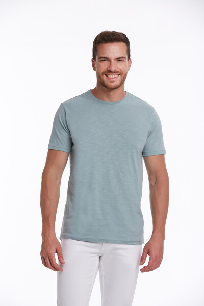 Mavi Slim Fit 100% Pamuk Bisiklet Yaka Tişört