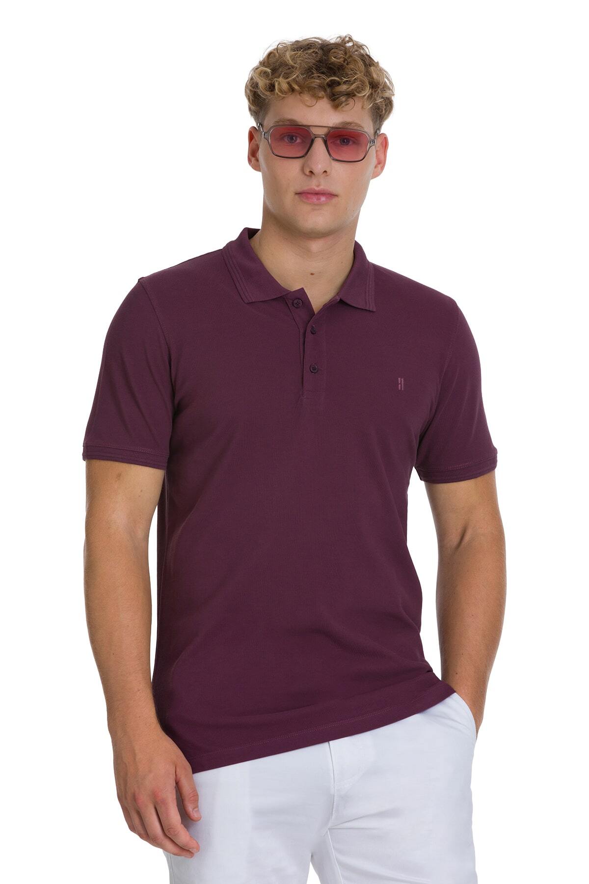 Mor Regular Fit 100% Pamuk Polo Yaka Tişört