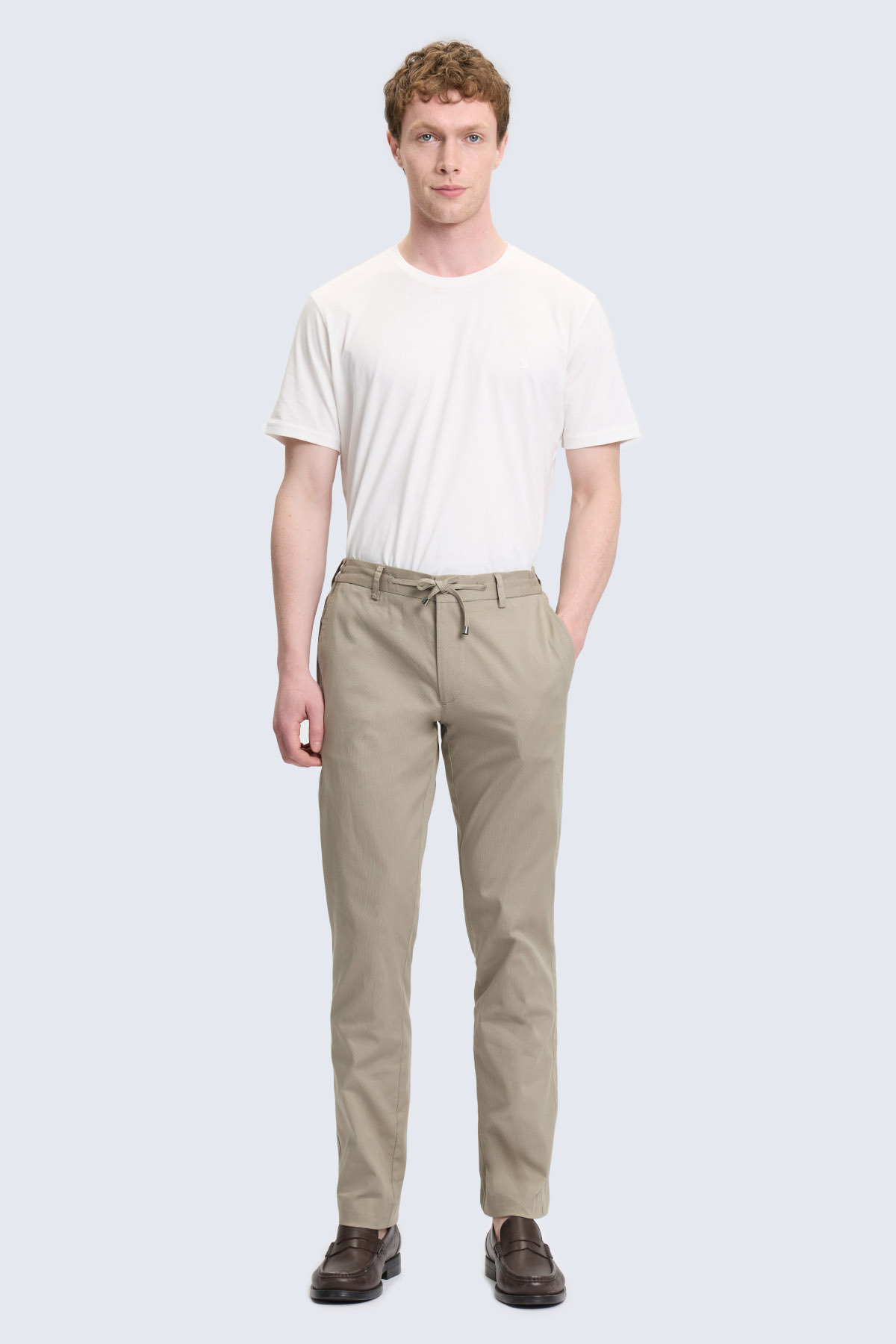 Olive Rahat Kesim Pamuklu Yandan Cepli Jogger Pantolon