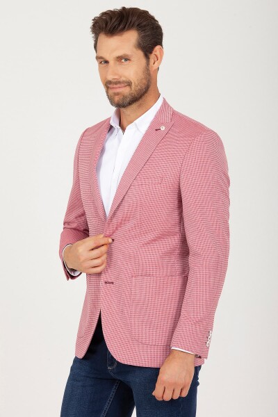 Pembe Slim Fit Desenli Ceket - Html