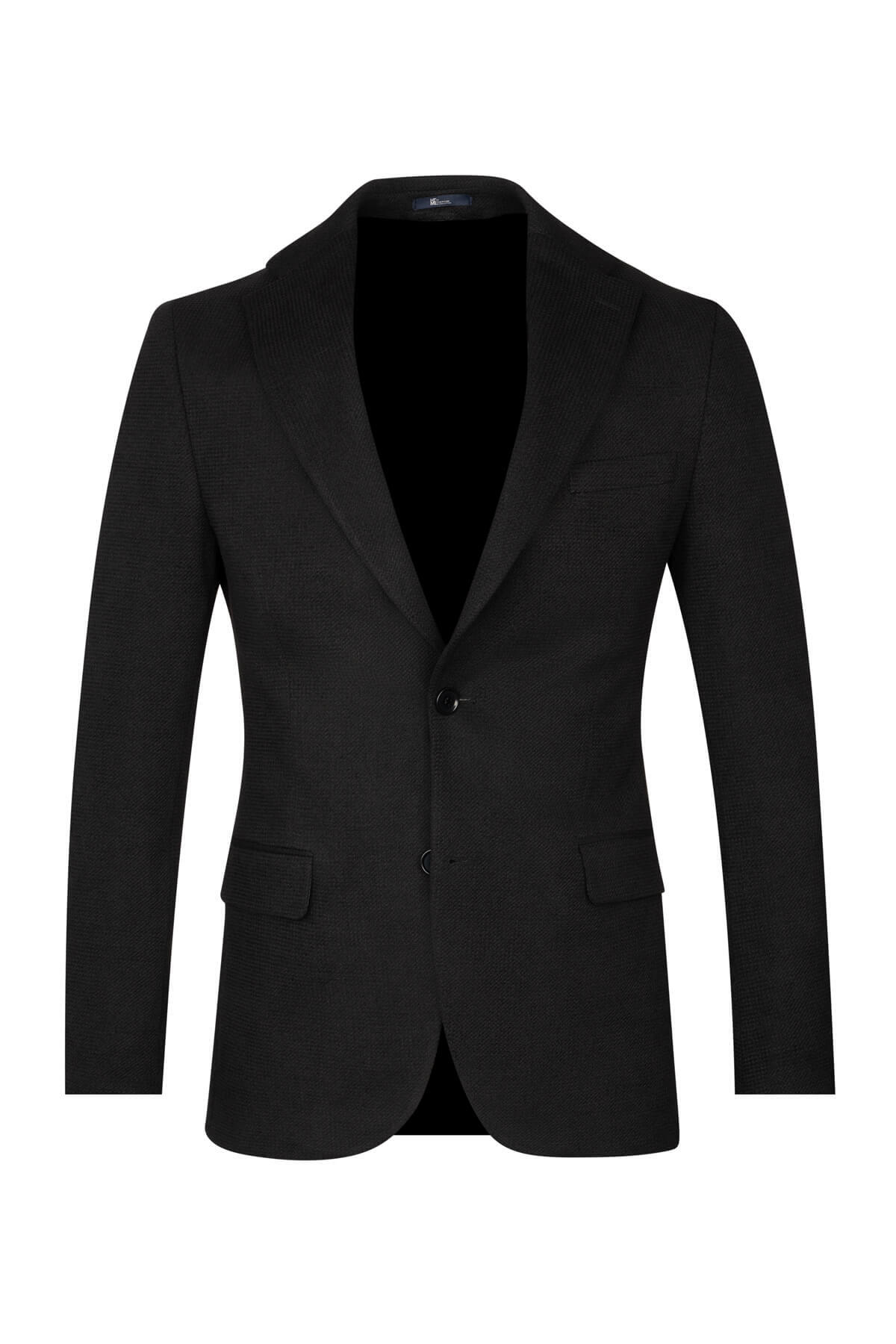 Siyah Comfort Fit Mono Yaka Klasik Ceket