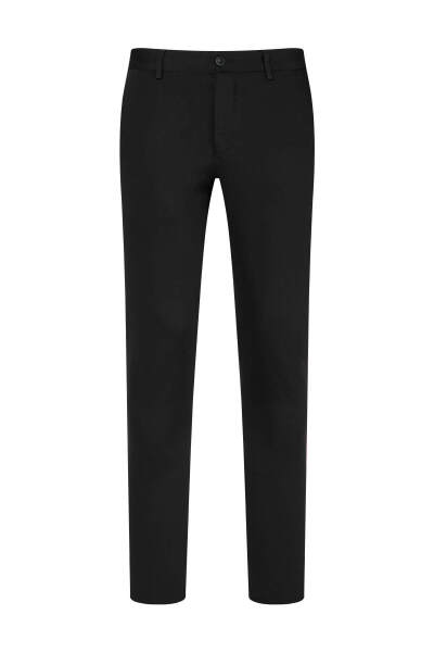 Siyah Rahat Kesim Yandan Cepli Pamuklu Kanvas Pantolon - Saykı