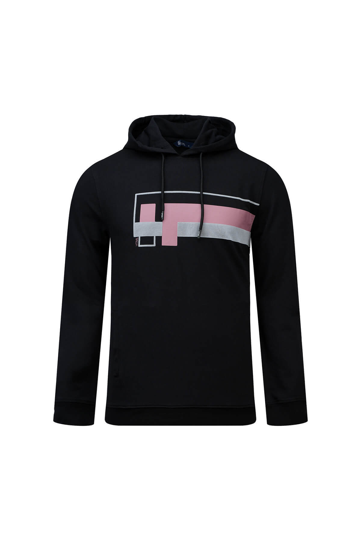Siyah Regular Fit Baskılı Kapüşonlu Sweatshirt