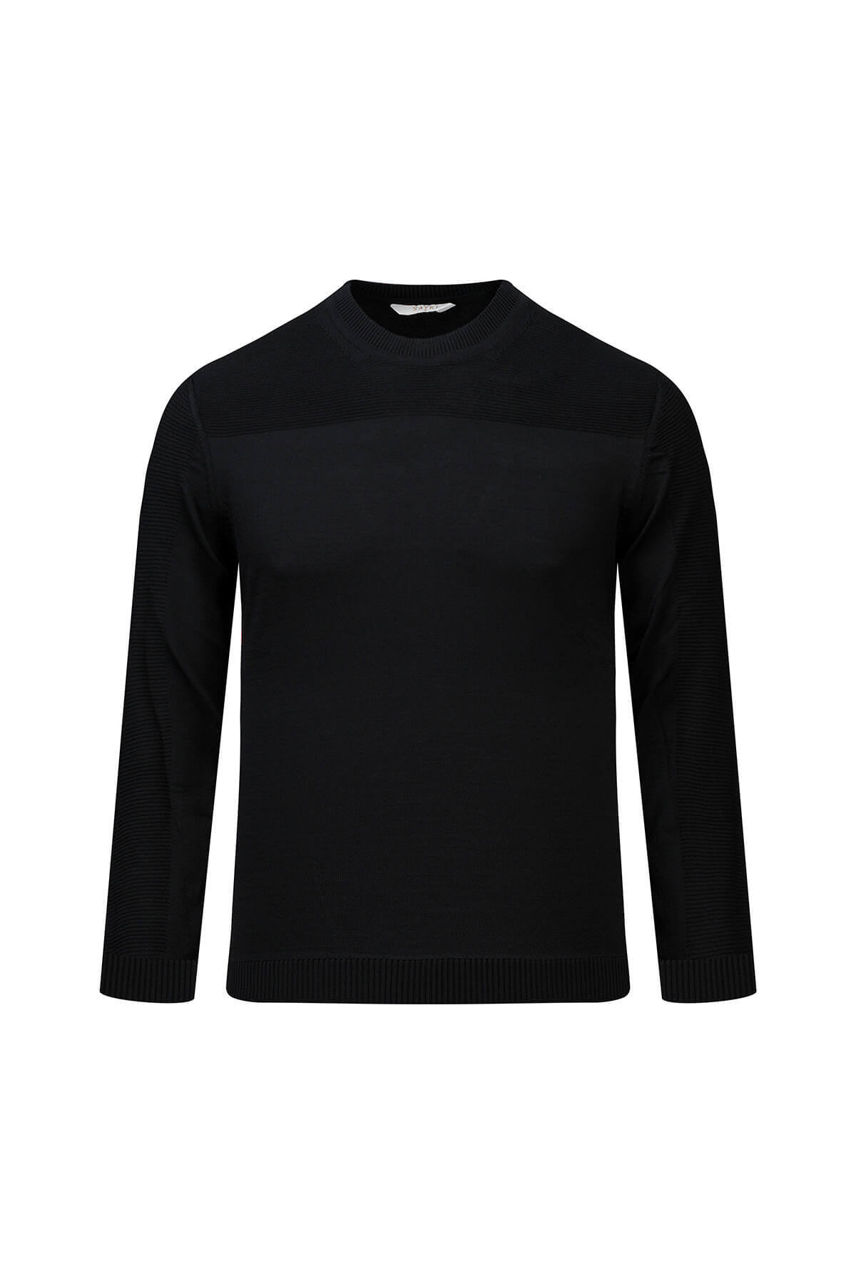 Siyah Regular Fİt Bisiklet Yaka Rayon Kazak