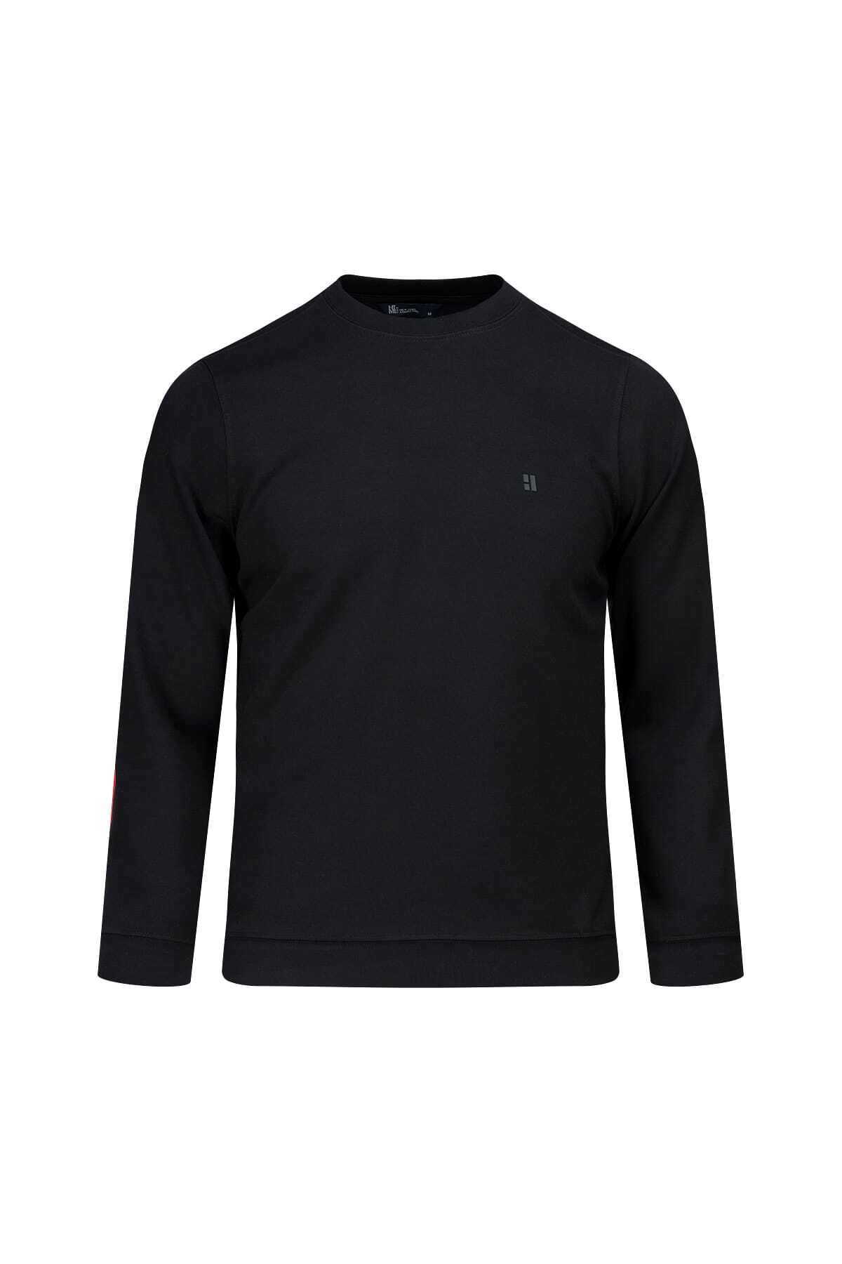 Siyah Regular Fit Bisiklet Yaka Sweatshirt