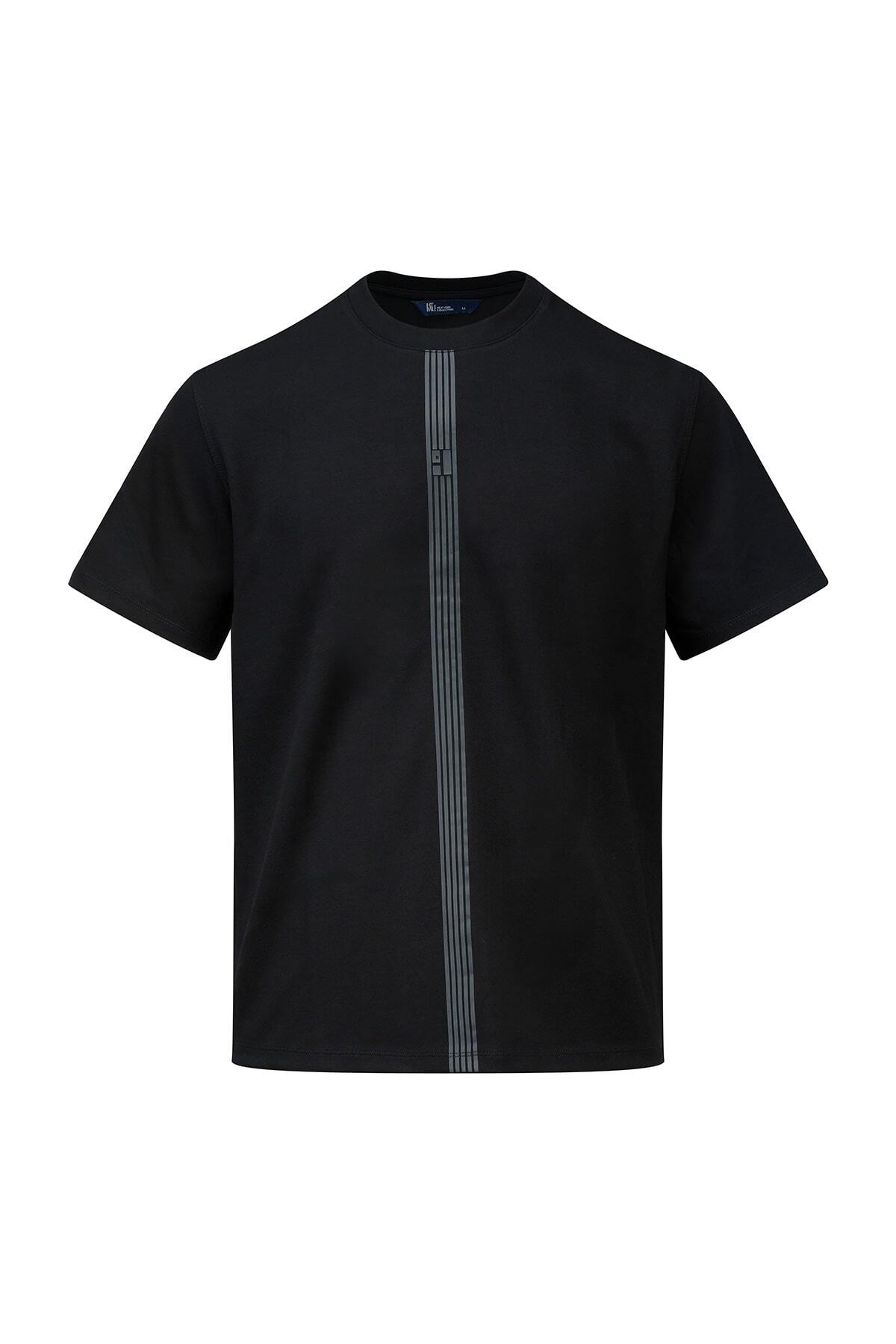 Siyah Regular Fit Bisiklet Yaka Tişört