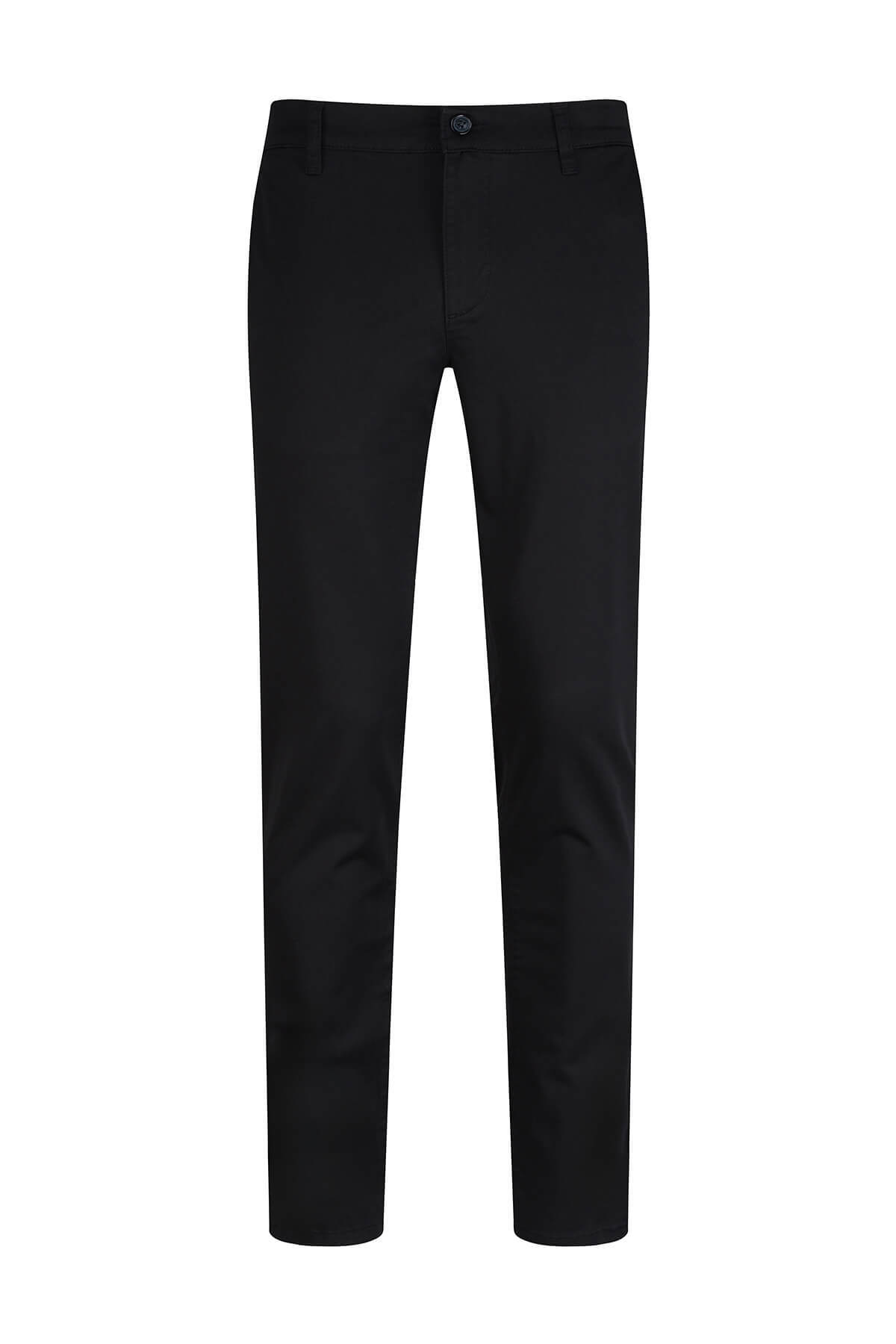 Siyah Regular Fit Yandan Cepli Kanvas Pantolon