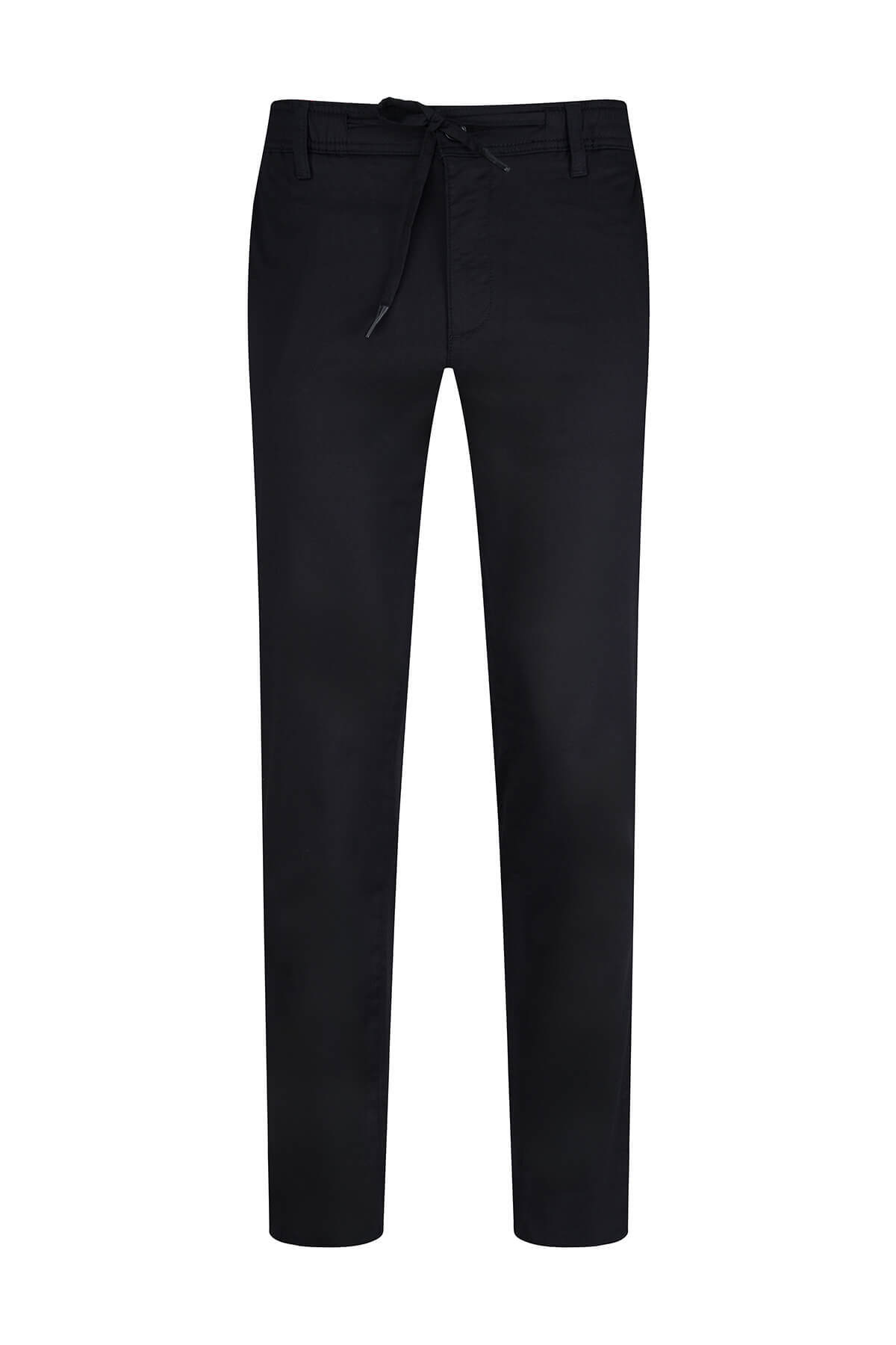 Siyah Regular Fit Yandan Cepli Pamuklu Jogger Pantolon