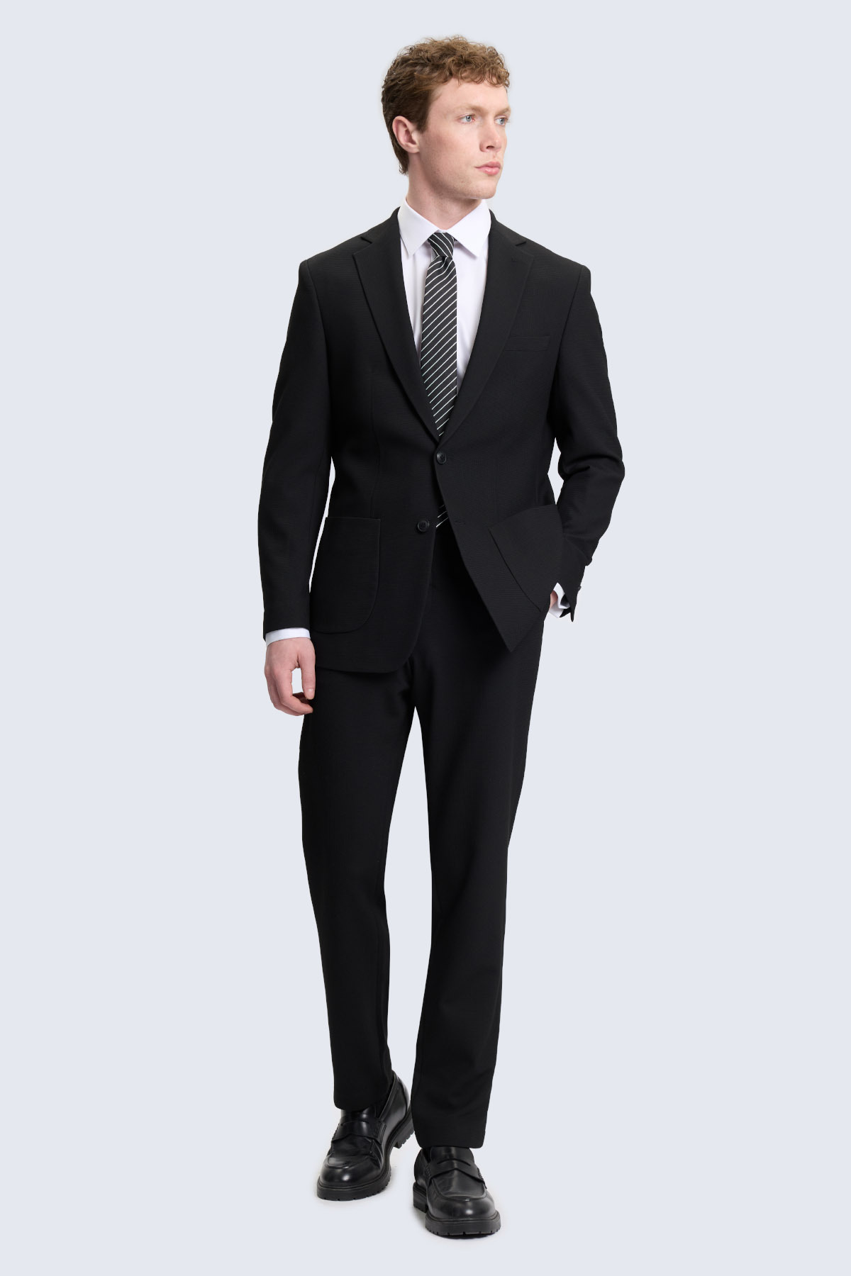 Siyah Slim Fit Mono Yaka Casual Takım Elbise