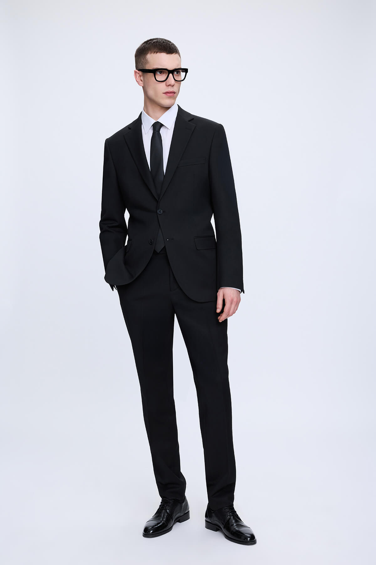 Siyah Slim Fit Mono Yaka Casual Takım Elbise