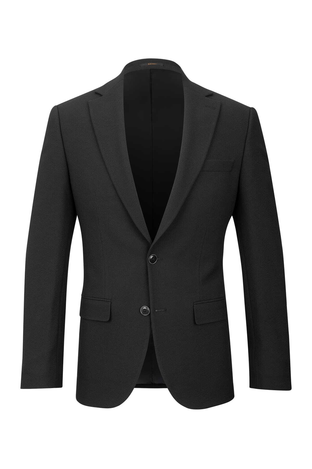 Siyah Slim Fit Mono Yaka Klasik Ceket