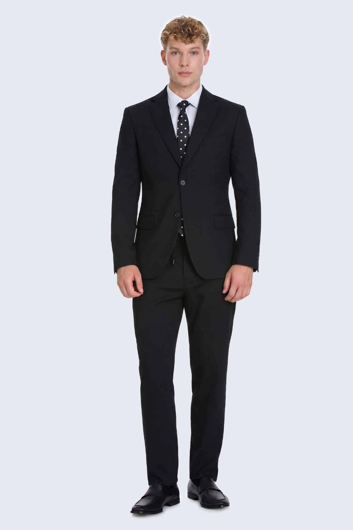 Siyah Slim Fit Mono Yaka Klasik Takım Elbise