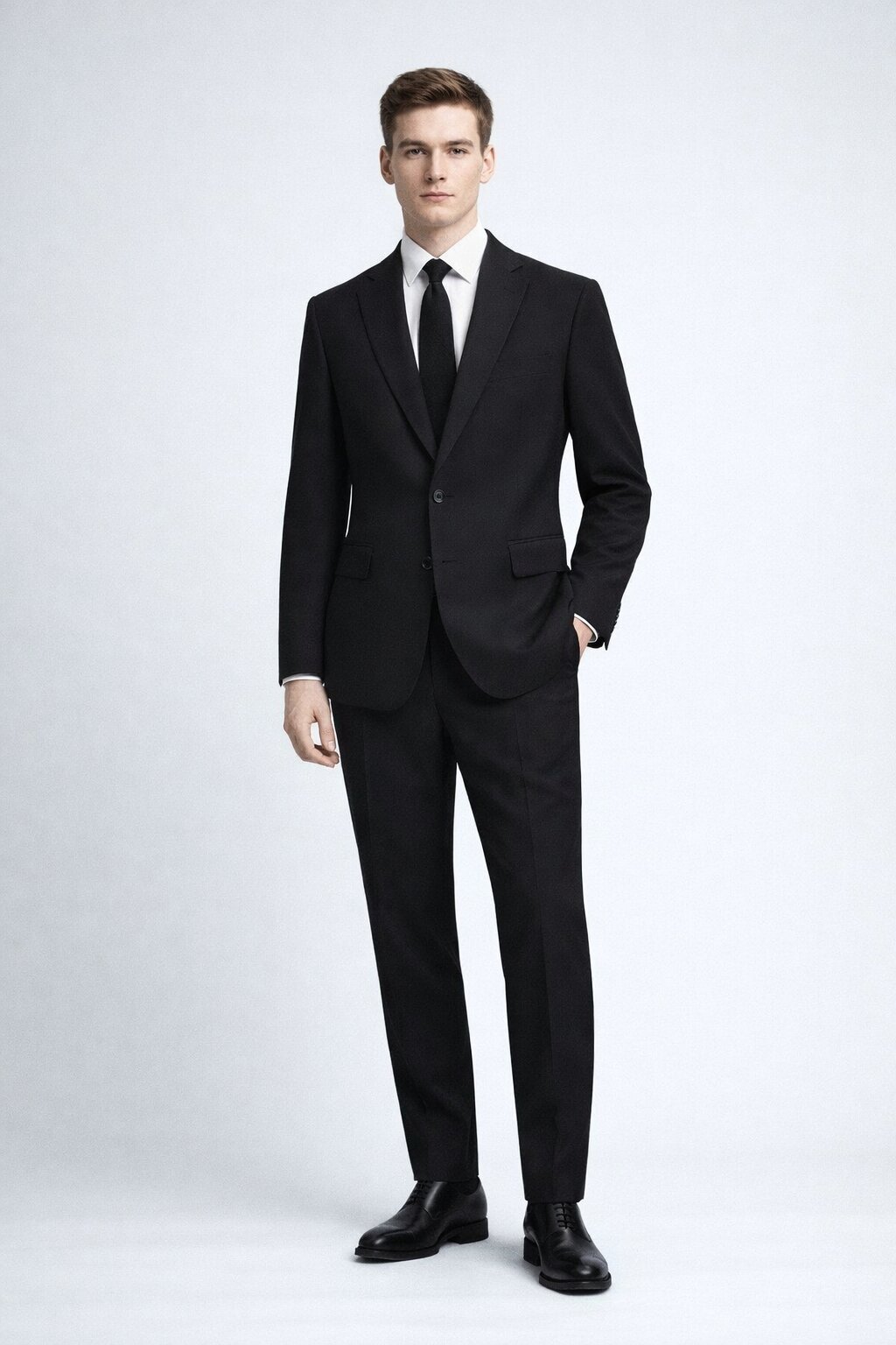 Siyah Slim Fit Mono Yaka Takım Elbise