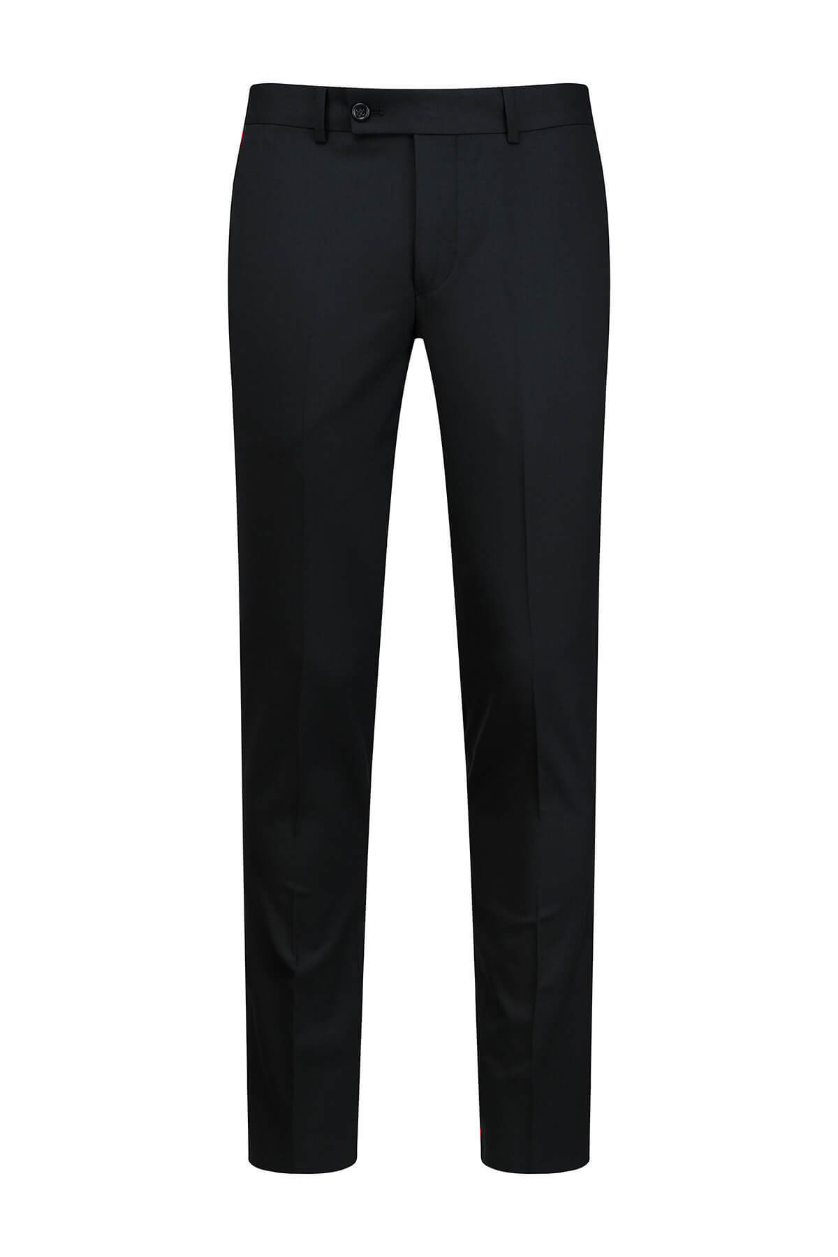 Siyah Slim Fit Yandan Cep Yünlü Kumaş Pantolon