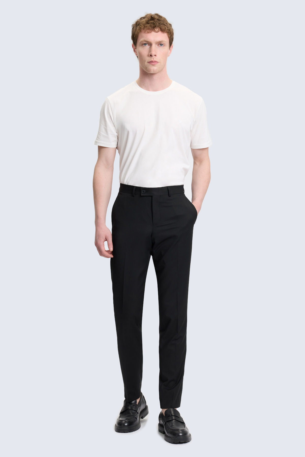 Siyah Slim Fit Yandan Cepli Kumaş Pantolon