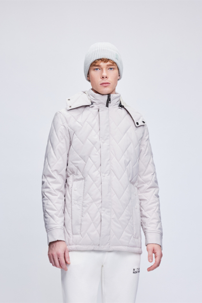 Taş Regular Fit Hakim Yaka Kapitone Kapüşonlu Mont - Hatemoğlu