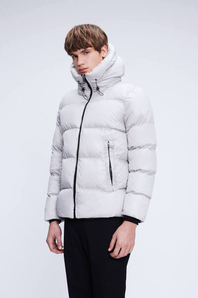 Taş Regular Fit Hakim Yaka Kapüşonlu Şişme Mont - Hatemoğlu