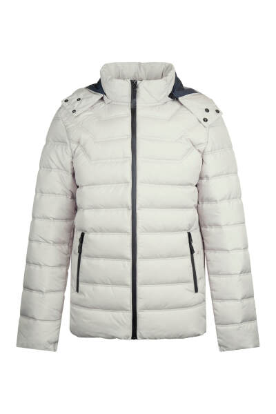 Taş Slim Fit Hakim Yaka Kapüşonlu Şişme Mont