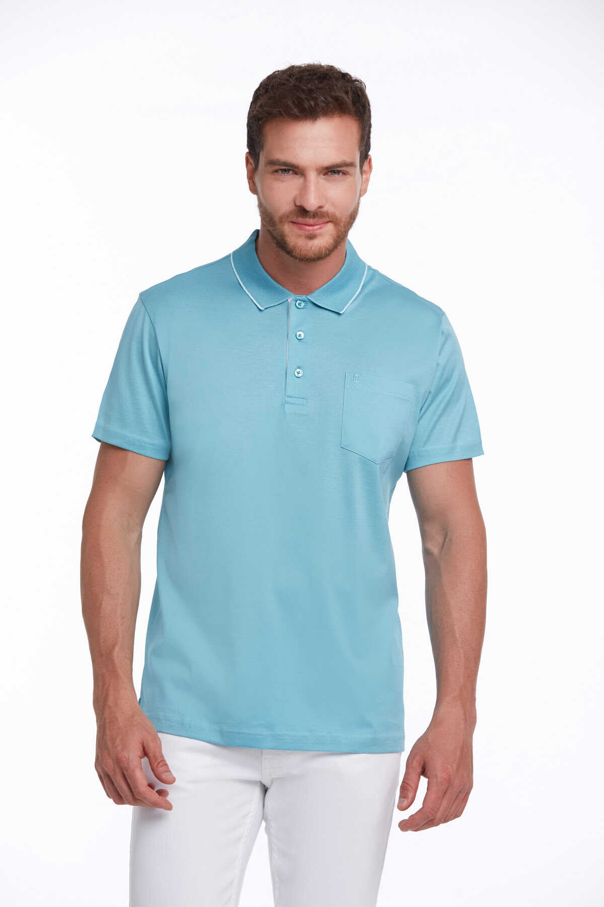 Turkuaz Regular Fit Merserize Polo Yaka %100 Pamuk Tişört