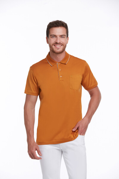Turuncu Regular Fit Merserize Polo Yaka %100 Pamuk Tişört
