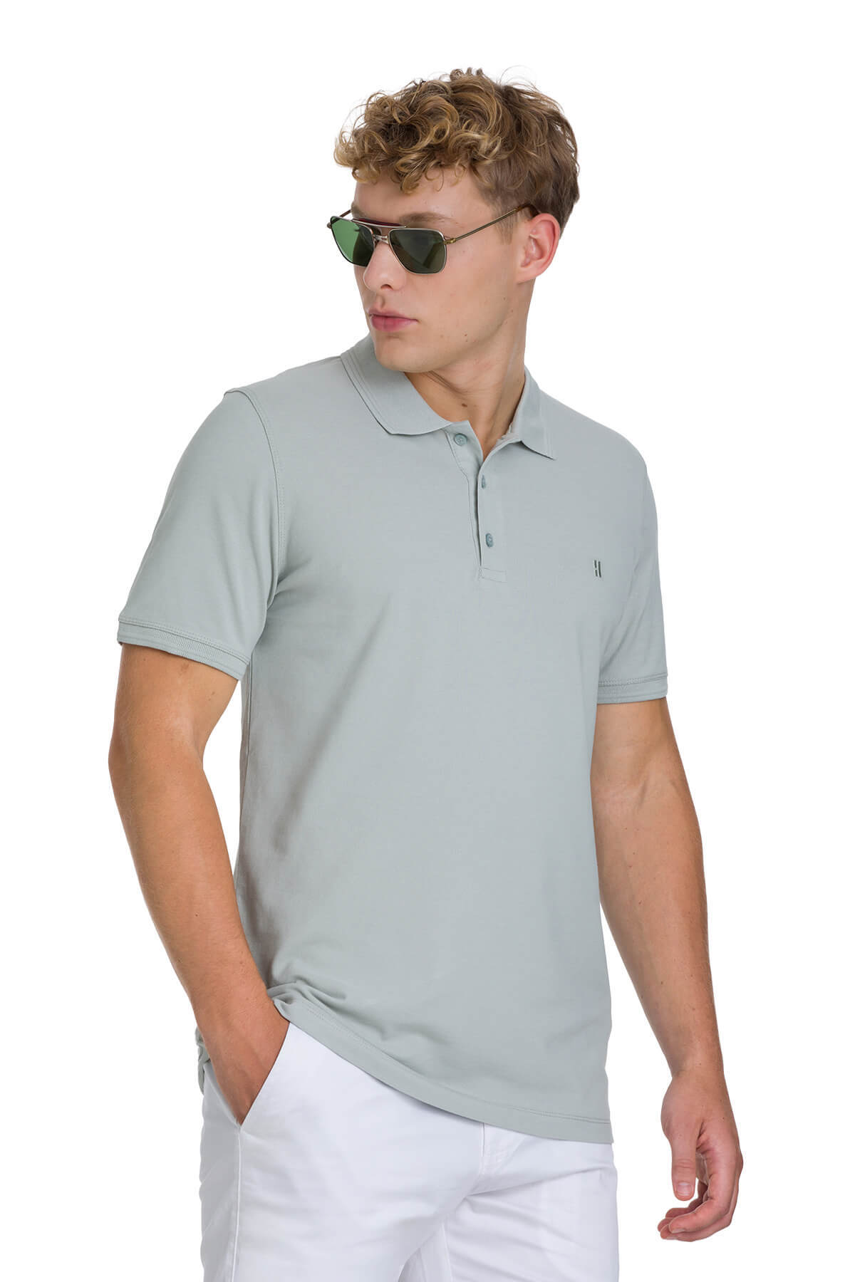 Yeşil Regular Fit 100% Pamuk Polo Yaka Tişört