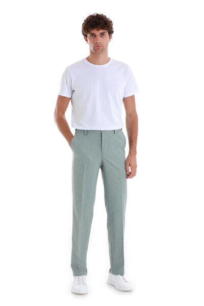 Yeşil Regular Fit Yandan Cepli Kumaş Pantolon - Hatemoğlu