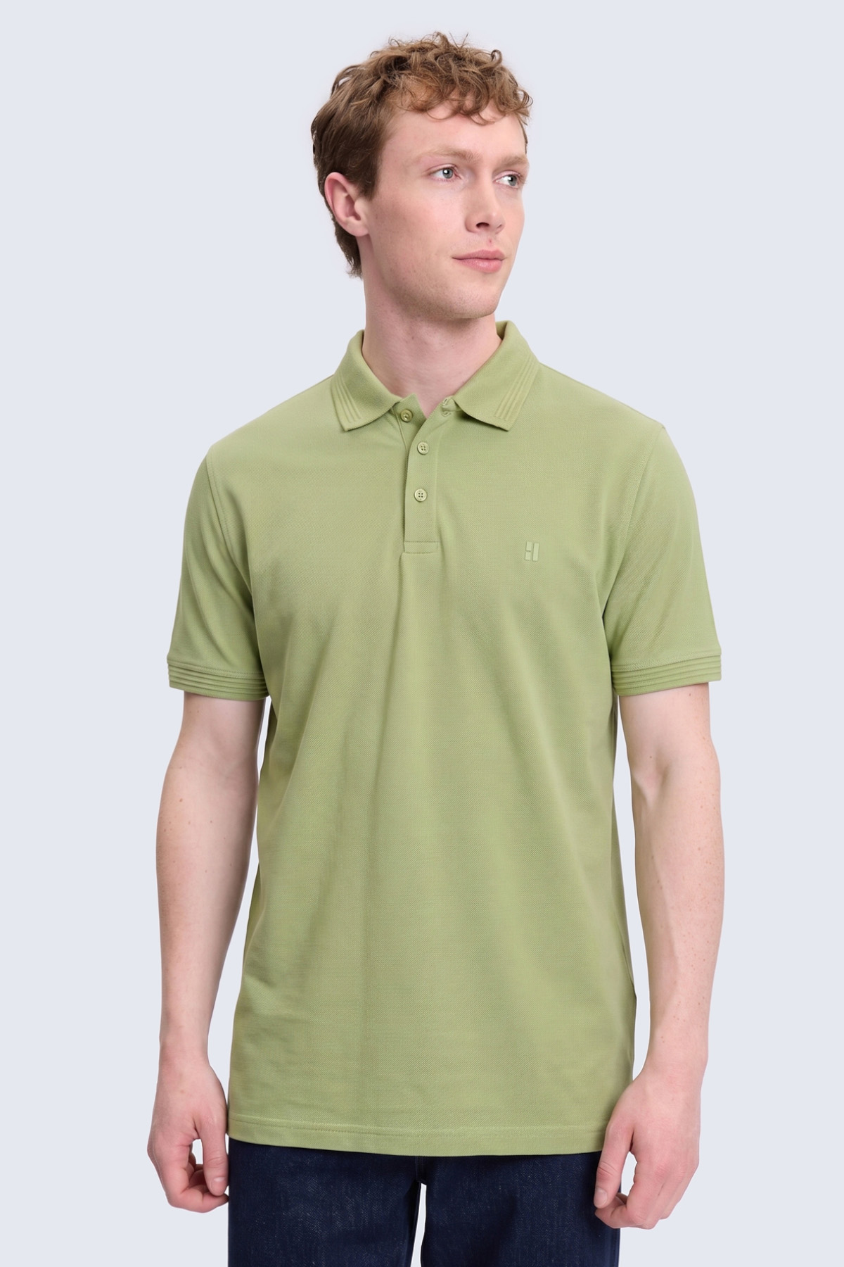 Yeşil Regular Fit Polo Yaka 100% Pamuk Tişört