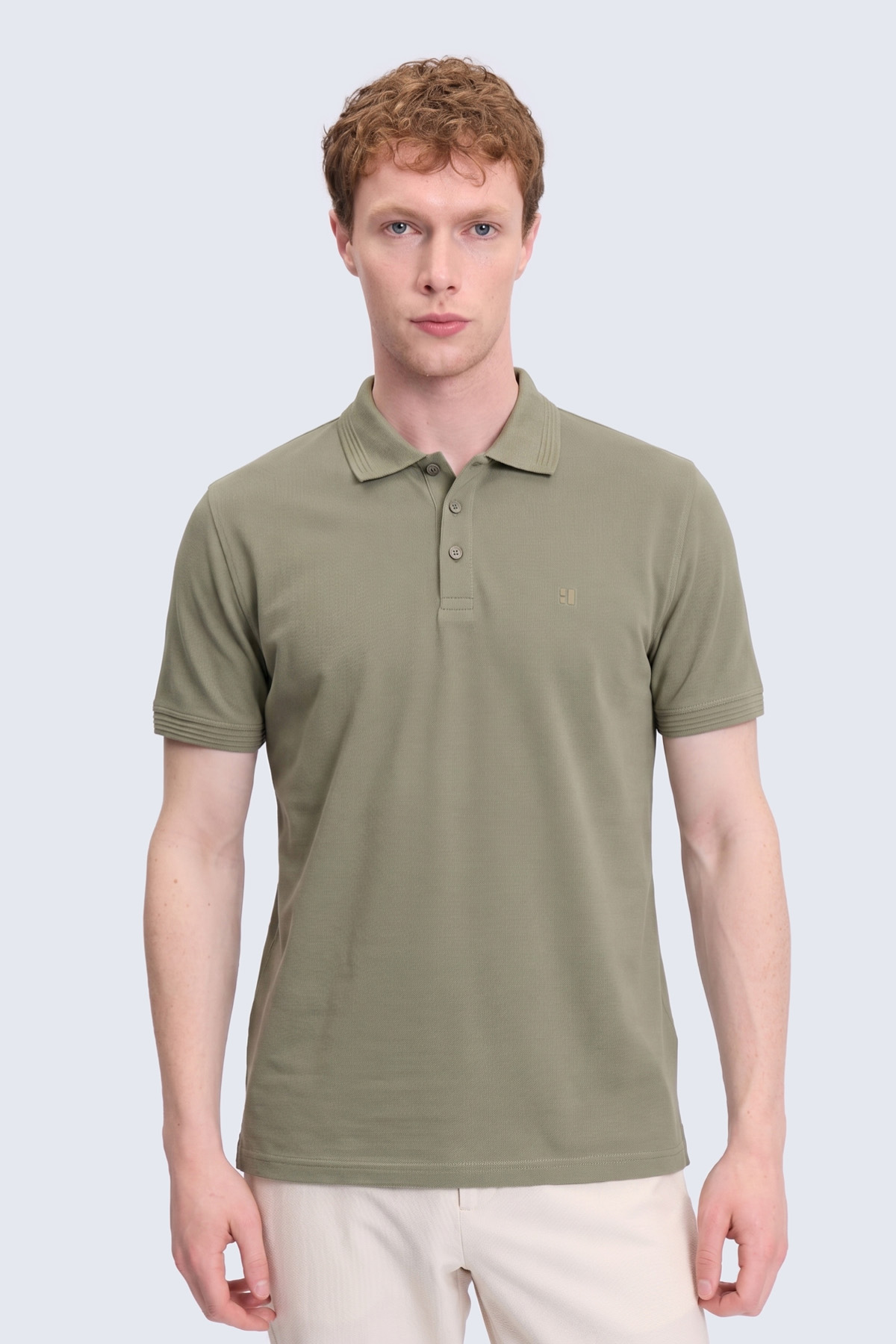 Yeşil Regular Fit Polo Yaka 100% Pamuk Tişört