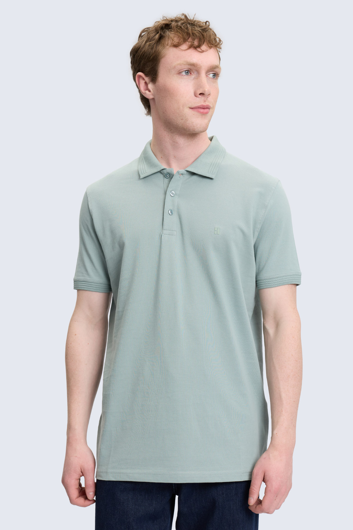 Yeşil Regular Fit Polo Yaka 100% Pamuk Tişört