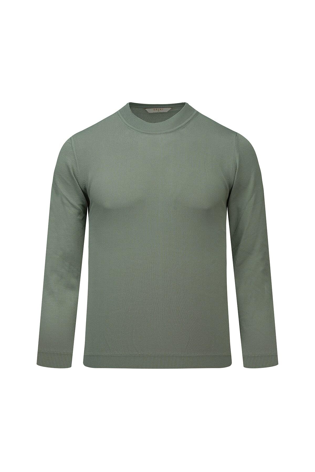 Yeşil Regular Fit Yarım Balıkçı Yaka Rayon Kazak